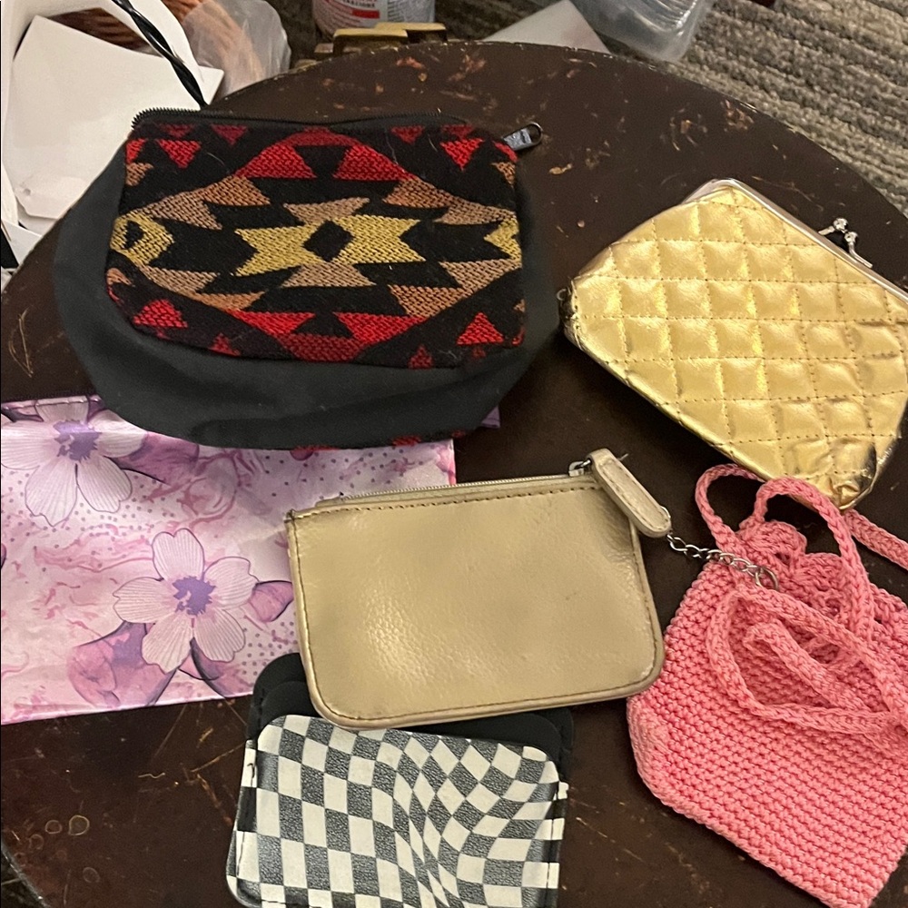 Geometric Patterned Cosmetic Bag , coin purse, wallet 6pc bulk lot 130 Great Dea